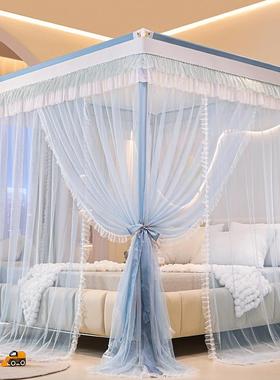 A蚊帐厚家用主公风卧室落地款三开1门加密帐纱加烤漆支架防类蚊虫