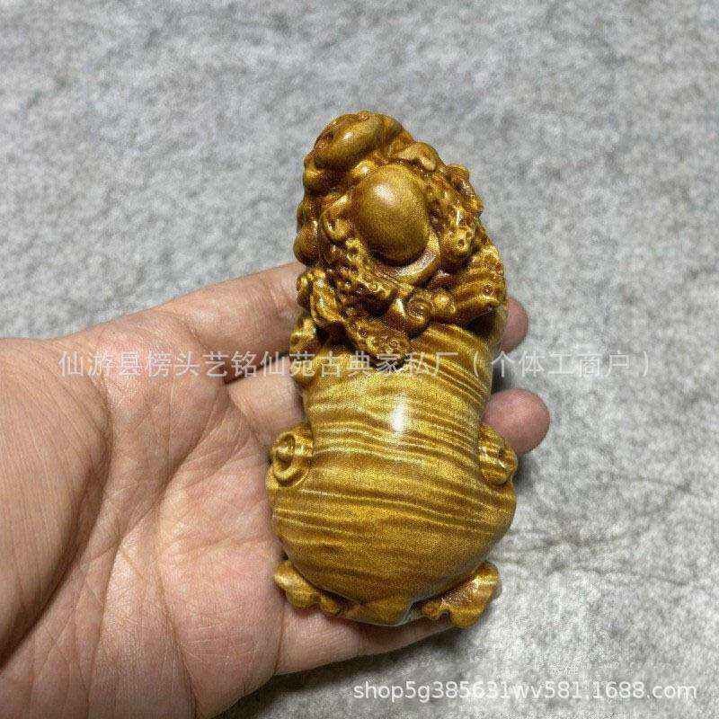 艺铭仙苑金丝楠木波纹貔貅新款寓意进宝富貔貅手把件送礼佳品