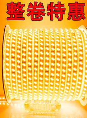 led灯带220V2835三排KTV商场室内外防水超亮照明灯带蓝色绿色红色