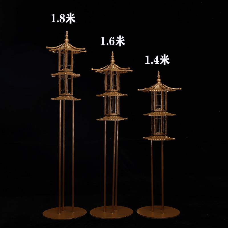 新款层CGR新中式路引双六角亭摆式路引中婚庆道具婚礼屏风路引舞