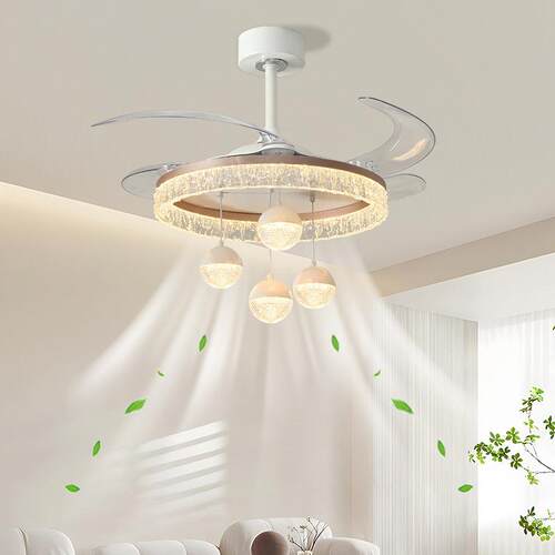 中古奶油风LED餐吊扇灯约吸顶厅室隐形静简音电扇卧灯家49用风扇