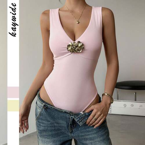 Sexy Deep V Neck One-Piece Swimsuit High-Waisted Slimming