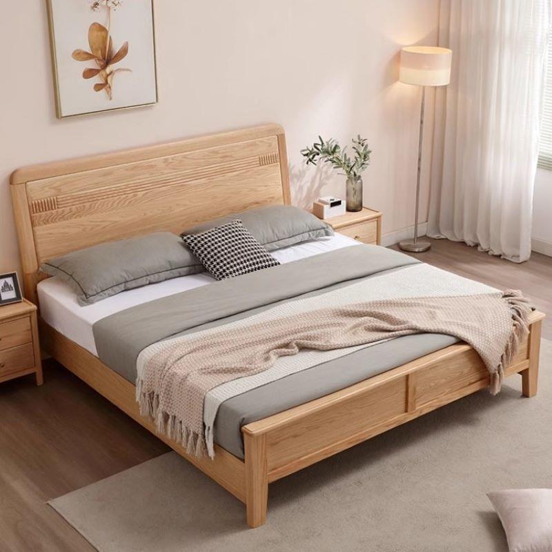 北美橡人实木床1.8米双床现代红简约木全实榫卯主卧床12856#.5米