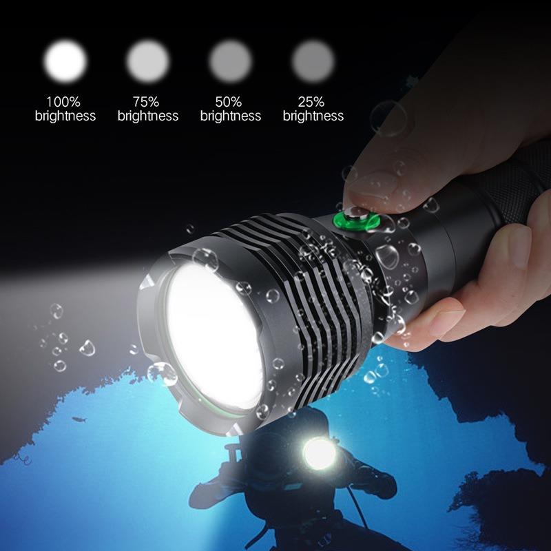 潜水电筒300流明专业强光S6手照0明潜P70灯珠防水赶夜海照明灯led