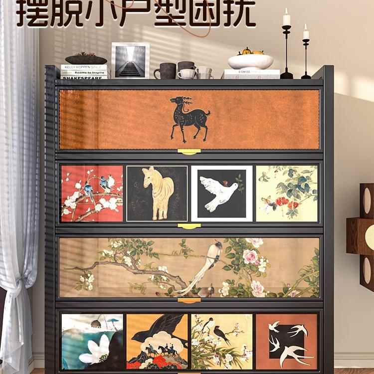 钢置制纳柜中风古储AOL物柜多收功能防尘防晒置物柜阳台书柜物架