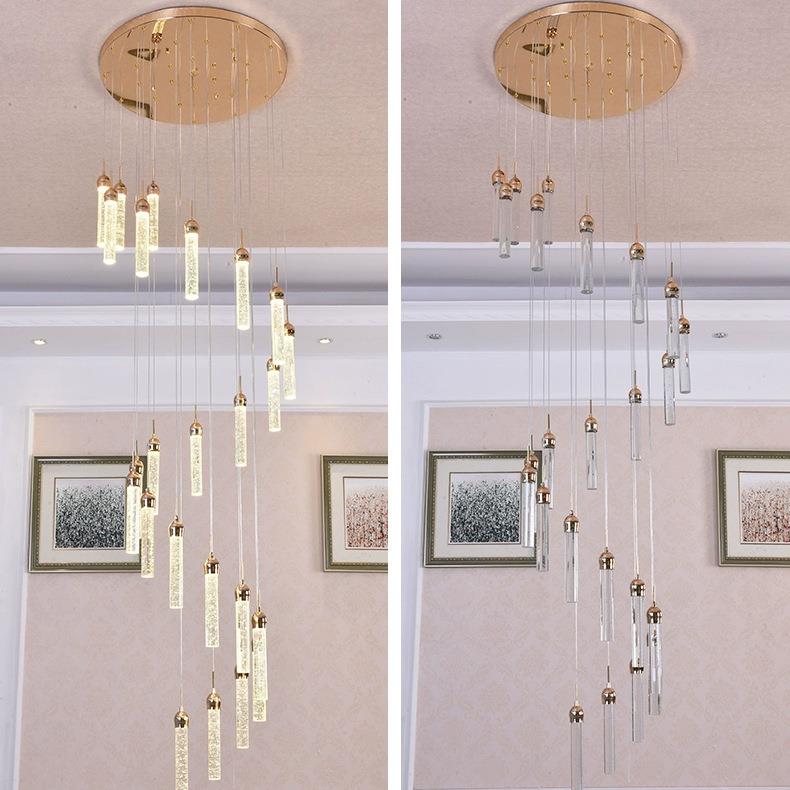 楼梯灯长吊灯复式代楼厅旋大吊灯现简约别客墅478阁楼转楼梯水晶