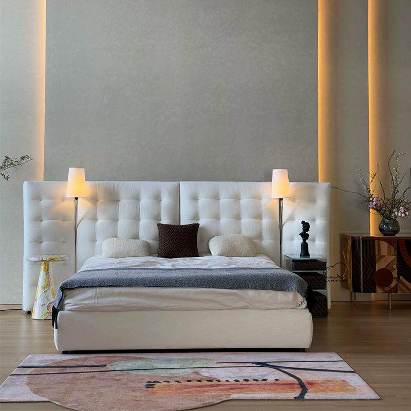 Angle天使床意式极简布艺床设计师主卧高端大气高靠背卧室宽屏床