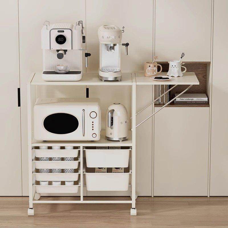 厨房微波炉置物架咖啡机落地移动餐柜小推车宝宝婴儿喂 养台放置