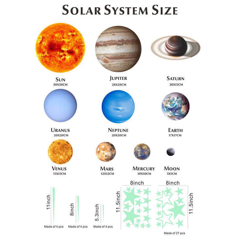 夜光组合发光贴纸月球夜光流星 墙 盒装贴九大行星星星装饰太阳系