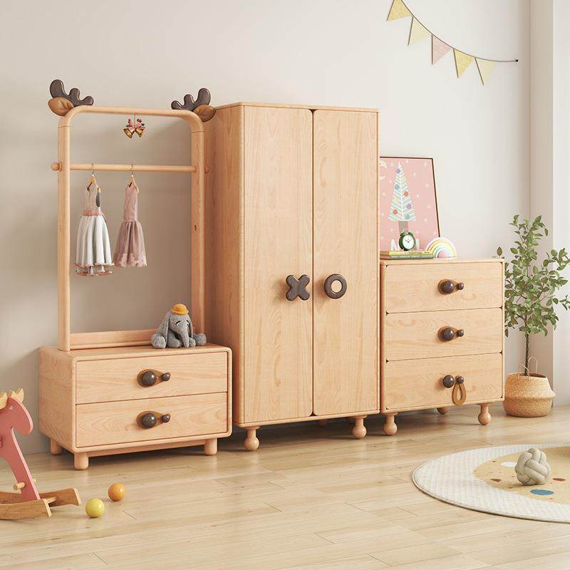 实木儿童衣柜女孩家用卧室日式储物柜男孩榉木宝宝小衣橱收纳柜