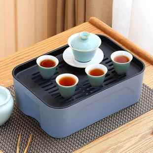 旅行茶盘车载茶台茶具收纳盒办公室小号干泡台户外便携茶盘一人用