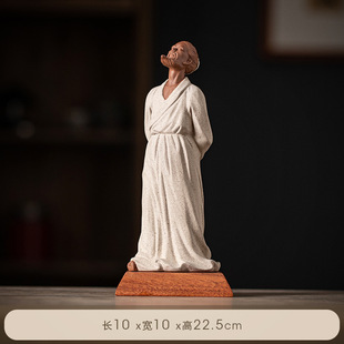 古代历史人物茶圣陆羽伯牙抚琴李白雕塑像书房桌面陶瓷禅意摆件
