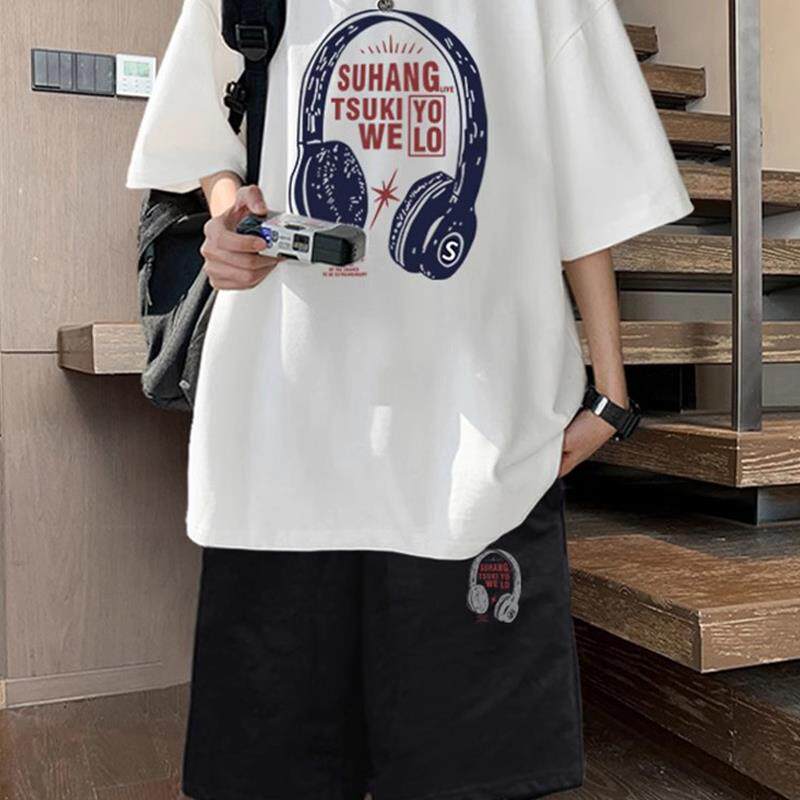 GIOIO青少年短袖t恤男生夏季衣服穿搭纯棉帅气初高中学生潮流套装