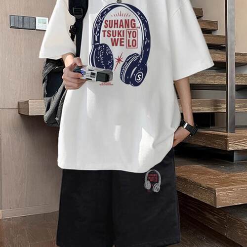 GIOIO青少年短袖t恤男生夏季衣服穿搭纯棉帅气初高中学生潮流套装