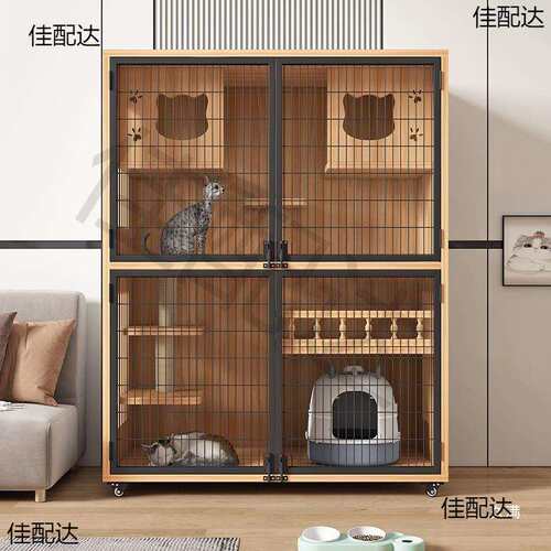 猫别墅家用室内猫柜双层实木猫窝猫笼猫爬架一体豪华猫屋大空间
