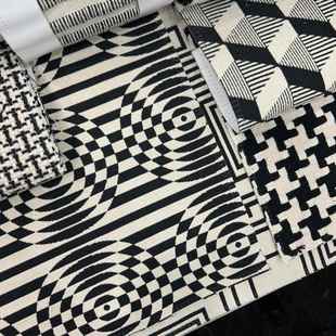 门幅145cm全棉几何图案现代简约黑黄沙发布抱枕布软装 面料