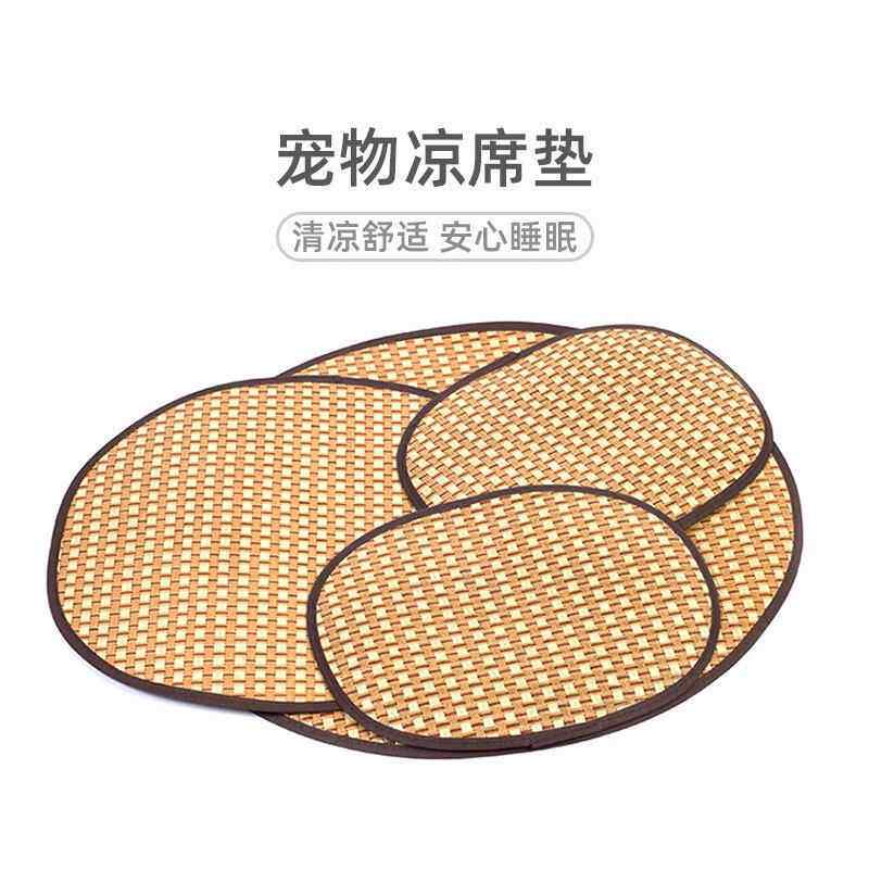 宠物凉席椭圆格子竹席宠物狗席子夏天宠物用品猫咪小垫子狗笼子
