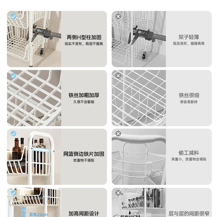 厨房蔬果置物架放菜收纳筐多功能落地多层菜架蔬菜篮子移动小推车