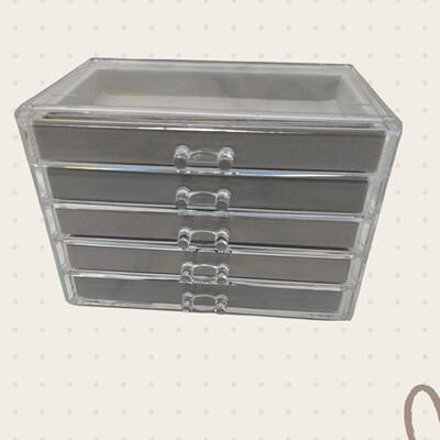 Multi-layered jewelry box with compartments for earrings, st