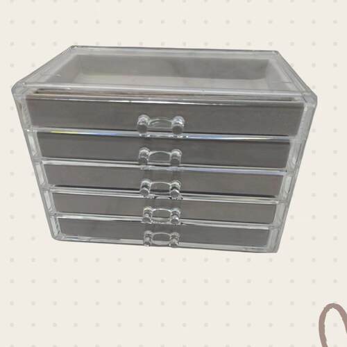 Multi-layered jewelry box with compartments for earrings, st