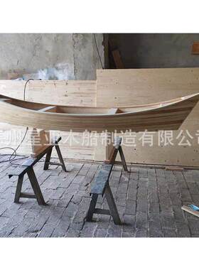 5米两头尖木船景观装饰两头尖花船木质手划船观光游船