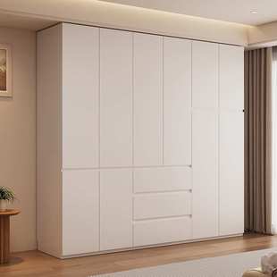 FAS级橡木全实木衣柜家用卧室分段式 免拉手柜子简约现代收纳衣橱