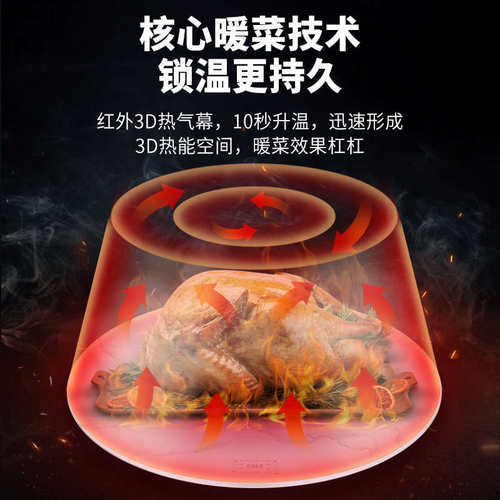 富得莱暖菜板电热调温转盘餐桌白色圆形家用多功能饭菜保温板批发