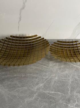 简约现代轻奢金属创意果盘摆件样板房售楼部酒店客厅餐厅软装饰品