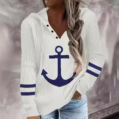 Printed long sleeved hooded sweatshirt 印花长袖连帽卫衣