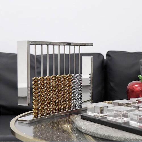 现代轻奢风创意金属算盘摆件样板间客厅书房装饰品开业乔迁礼品