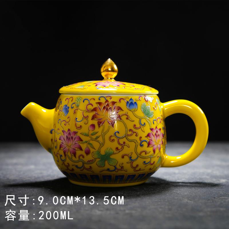 复古茶壶陶瓷大号 宫廷珐琅彩西施壶 家用功夫茶具干泡盘小单壶