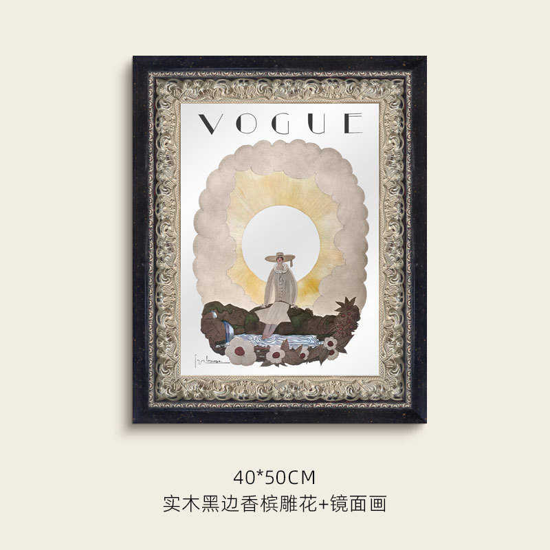 装饰画挂画时尚法式镜子中古风镜复古卧室餐厅欧式客厅小众美式面