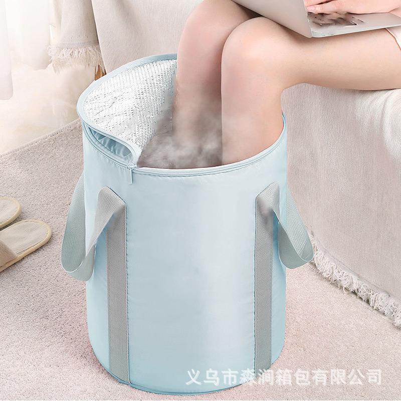 便携式可折叠泡脚桶过膝小腿旅行袋宿舍水盆脸盆保温家用洗脚小盆