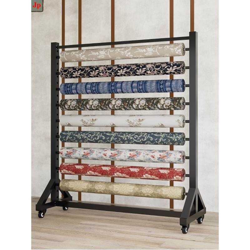 移动纺织面料展示架布料架布匹货架布卷架子皮革地毯展架桌布台布
