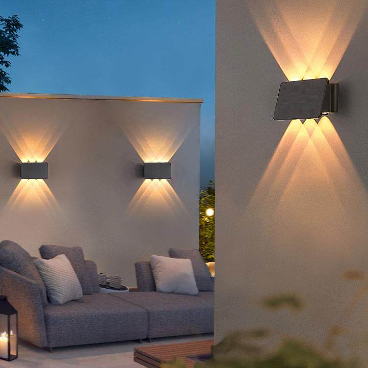太阳能洗墙灯户外壁灯别墅花园外墙灯庭院双头壁灯露台室外壁灯