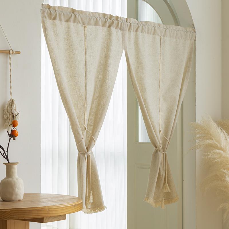 ZSH 日式门帘半帘对开定制和风卧室厨房半遮式门帘半开开半截短帘