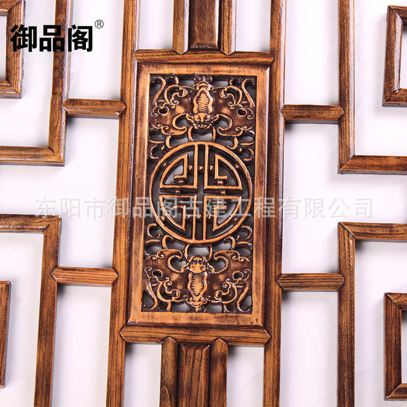 东阳木雕挂件实木花格花窗壁挂玄关中式圆形装饰画隔断雕刻工艺品图片