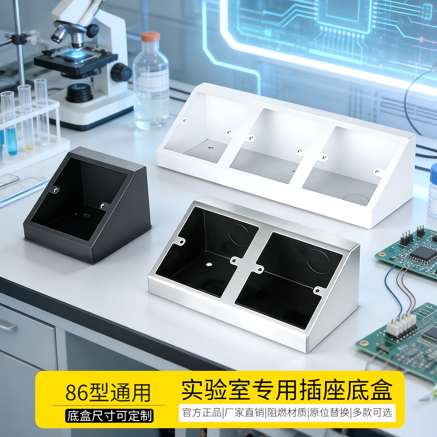 实验室工作台专用插座试验台86型明装桌面三角岛式不锈钢插座底盒图片