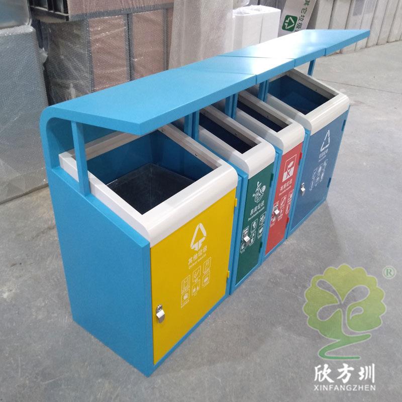 户外四分类不锈钢垃圾桶工业园小区果皮箱喷塑金属垃圾分类回收
