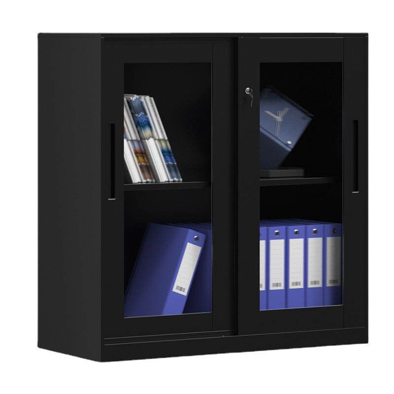 办公室铁皮柜推拉移门小型文件柜矮柜资料柜打印机柜档案隔断边柜