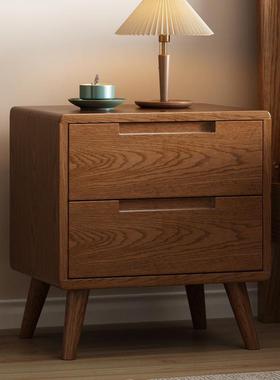 北欧全实木床头柜现代整装卧室收纳柜日式原木床边小户型实木收纳