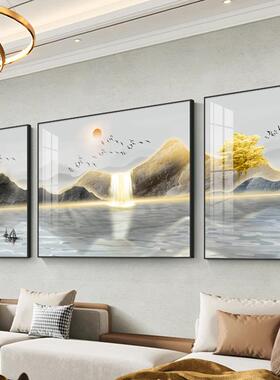 网红画客厅装饰档画现代约简山水挂画沙发背景墙画轻奢高墙大气三