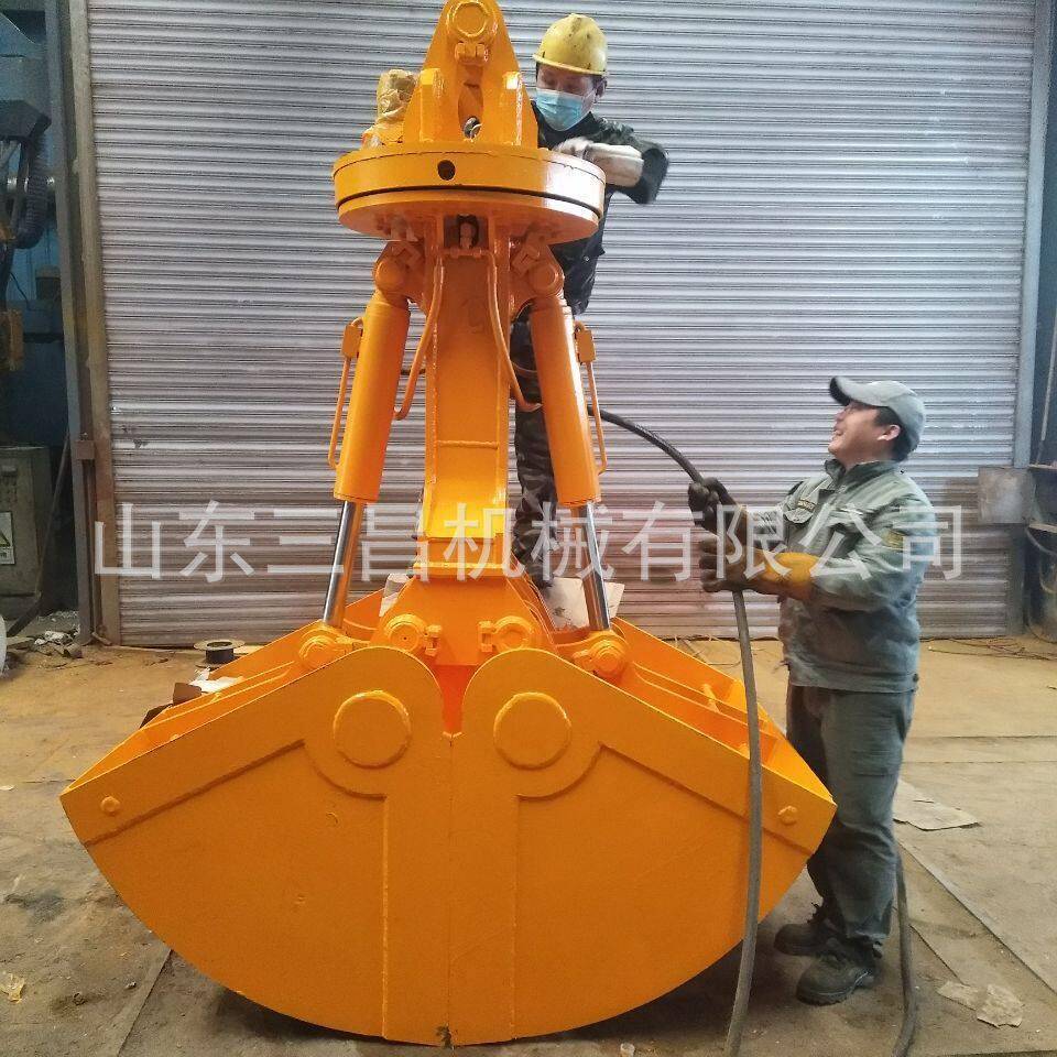 挖机安装火车厢铲煤贝壳斗运河装卸货贝壳斗液压抓沙斗