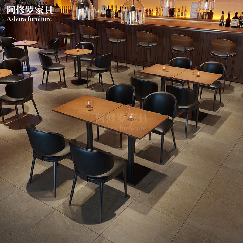 复古风酒吧酒馆清吧西餐厅茶楼卡座咖啡烧烤店接待休息区桌椅组合