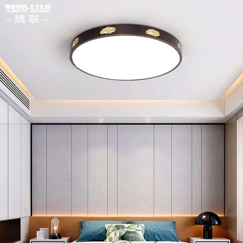 美式简约吸顶灯全铜超薄简美卧室房间书房吸顶灯中式楼梯阳台灯具