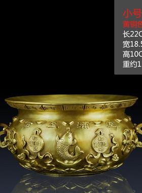 高档纯黄铜五路财神装聚宝盆摆件艺家居客铜聚宝盆工厅品办公室饰