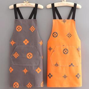 布料围裙家用透气时尚 简约男女做饭厨房围腰耐磨工作上班餐饮印字