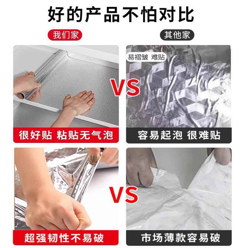 厨房贴纸GKB防油耐高温橱柜自锡子防阻燃防潮粘膜铝箔墙加厚纸灶