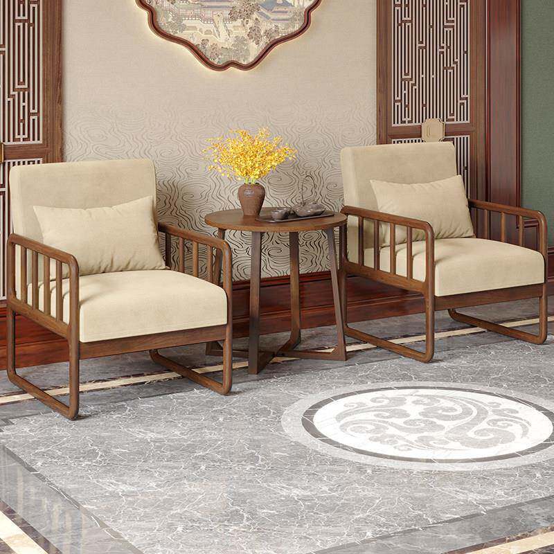 新中式单人沙发椅客厅阳台休闲 椅子小轻奢洽谈接待办公室桌椅组