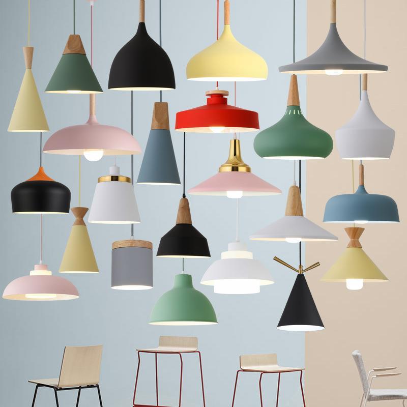 餐厅吊灯简约单头马卡龙奶茶店饭店卧室办公室小红书原木风北欧灯